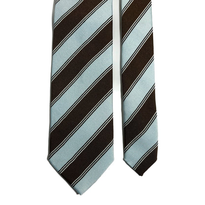 Light Blue & Brown Striped Silk Repp Tie-2