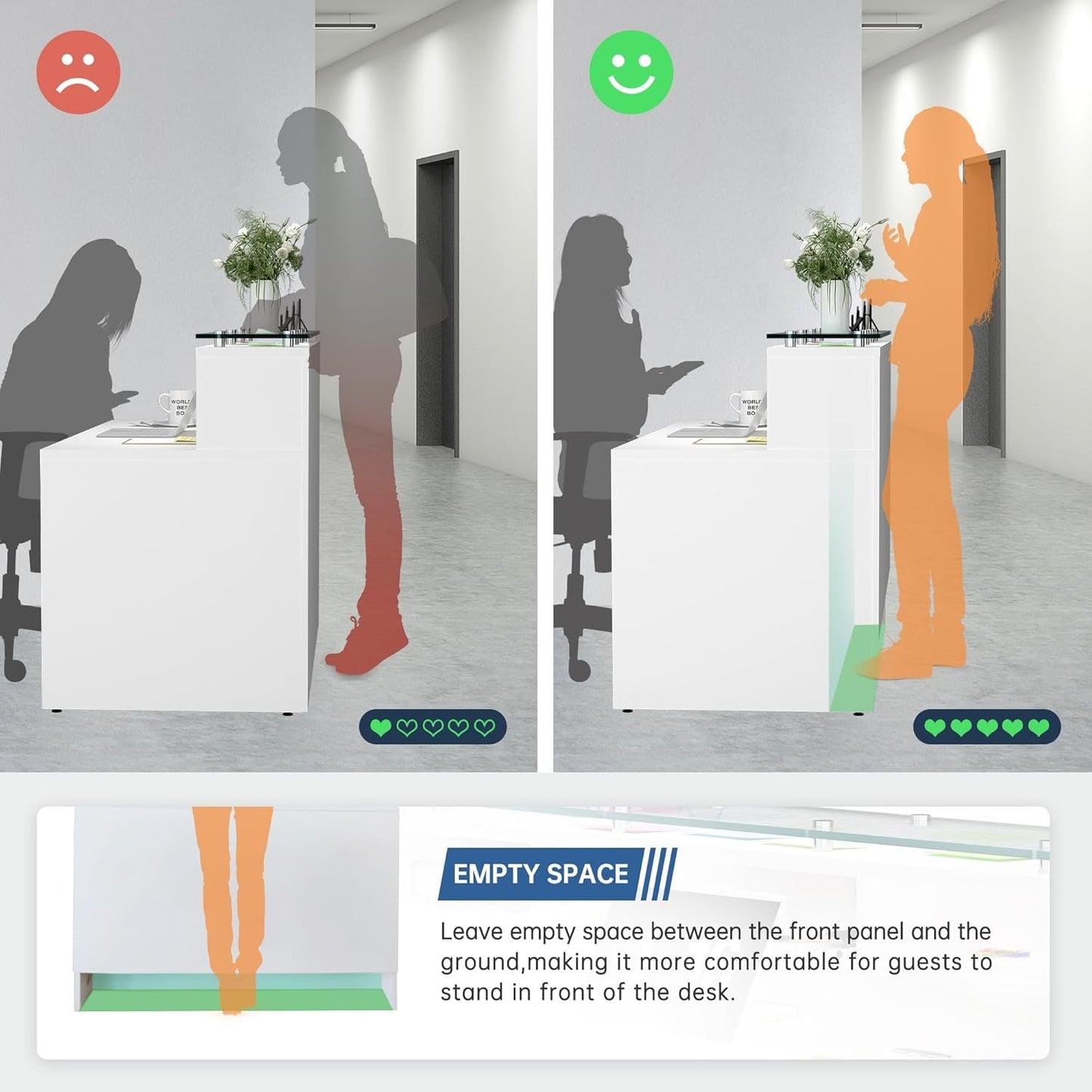 Modern Reception Desk with Tempered Glass Panel Design-3