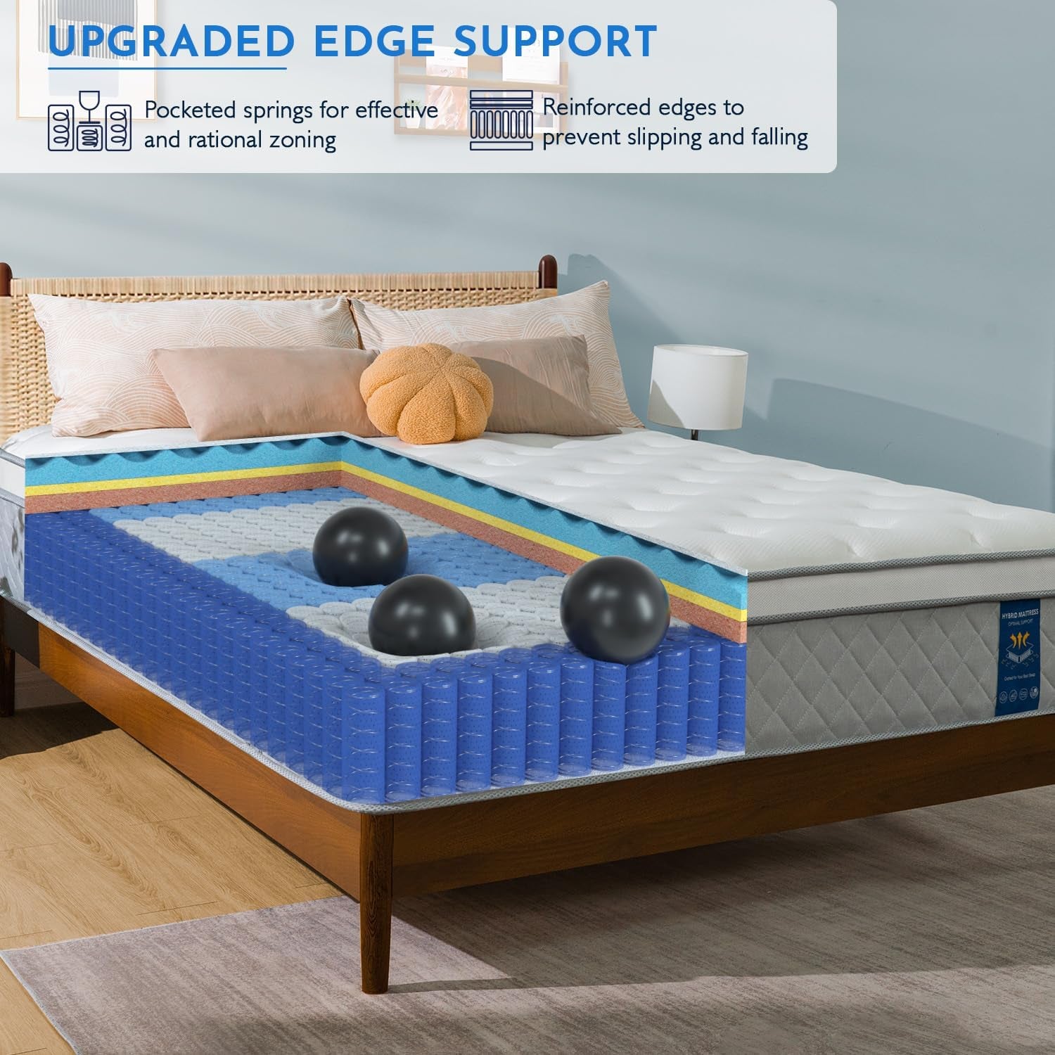 Queen 12 Inch Hybrid Mattress with Memory Foam Comfort-3