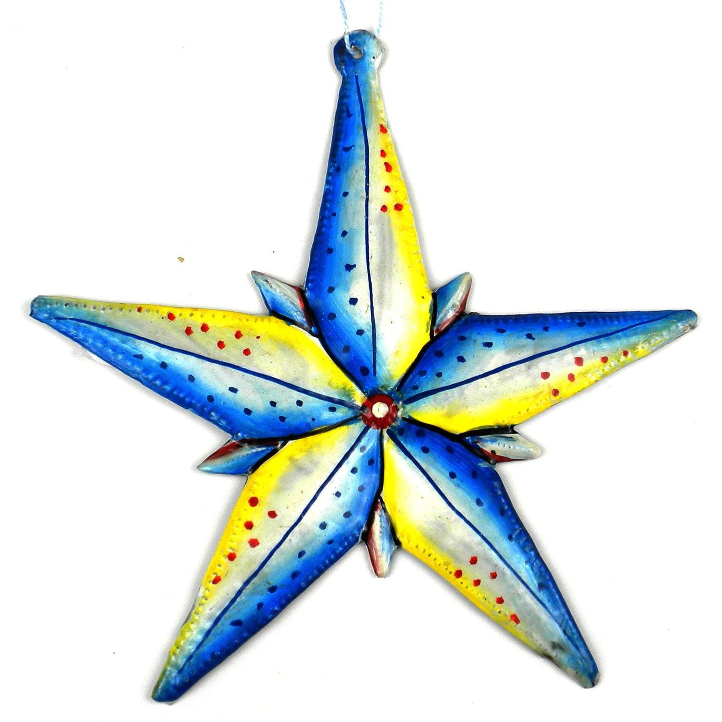HAND PAINTED BRIGHT STEEL DRUM ORNAMENT - CROIX DES BOUQUETS (H)
