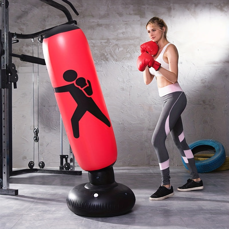 1pc Inflatable Fitness Boxing Bag Stand - Durable Martial Arts Training Aid(Red)-2