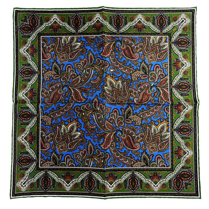 Blue & Green Paisley Silk Pocket Square-3