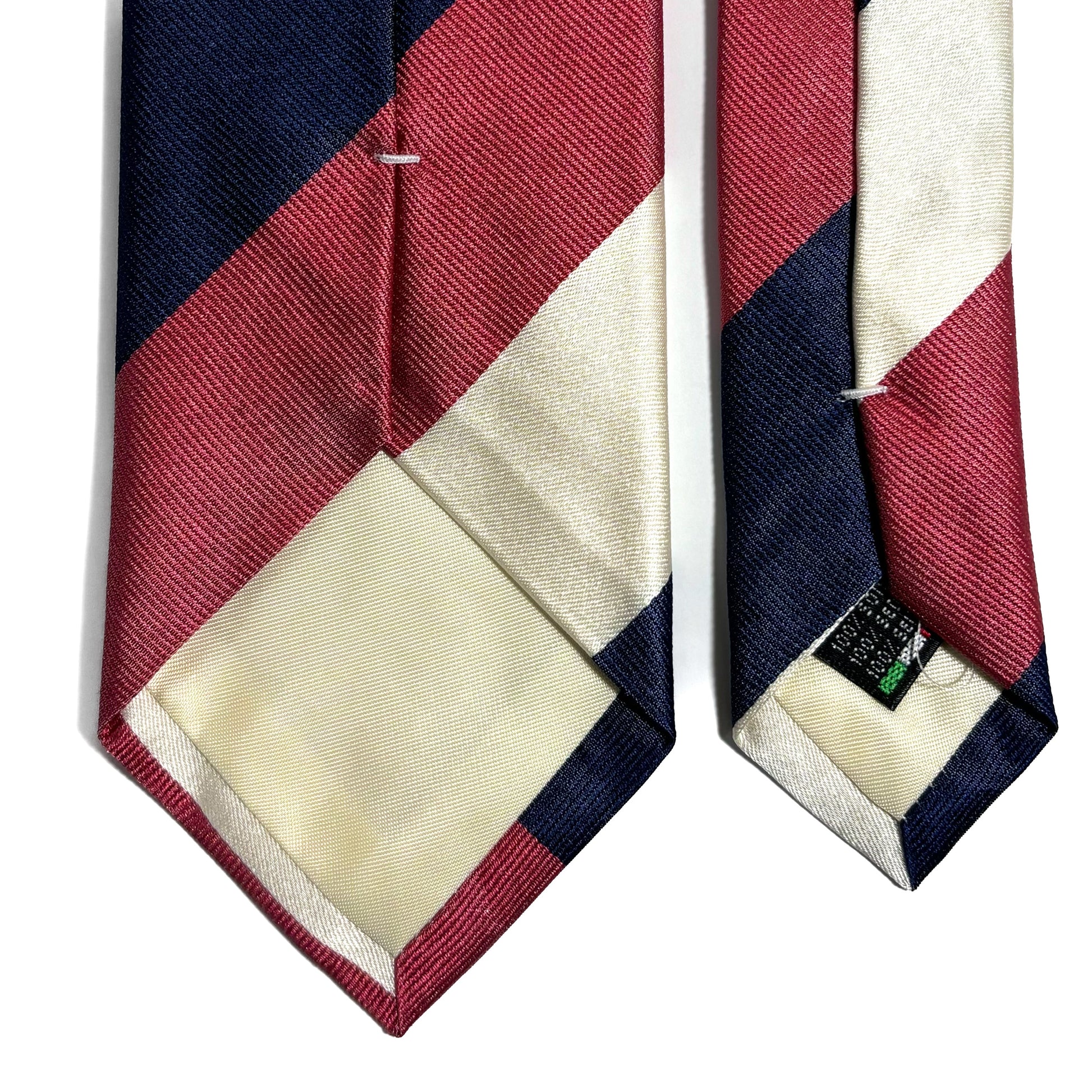 Red / Navy Blue / Ivory Striped Silk Repp Tie-2
