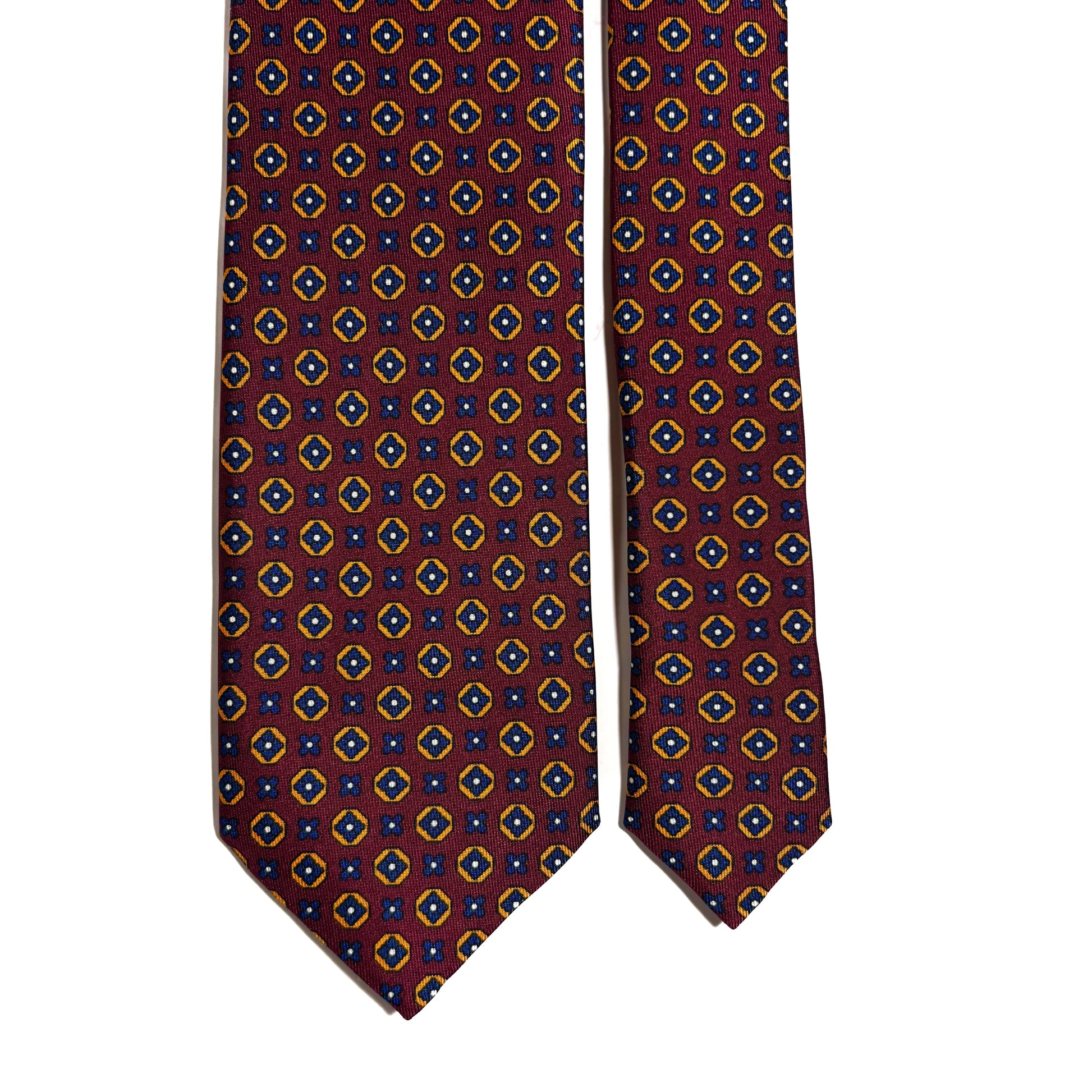 Burgundy Geometric Printed Silk Tie-2