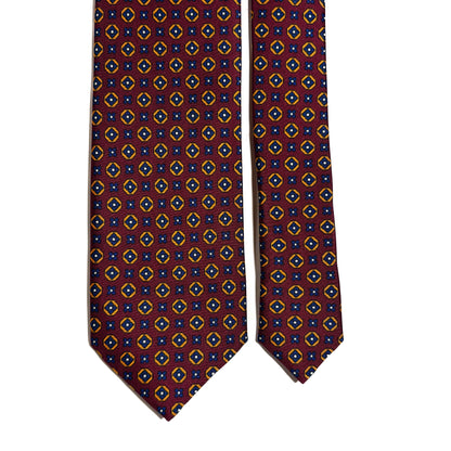 Burgundy Geometric Printed Silk Tie-2