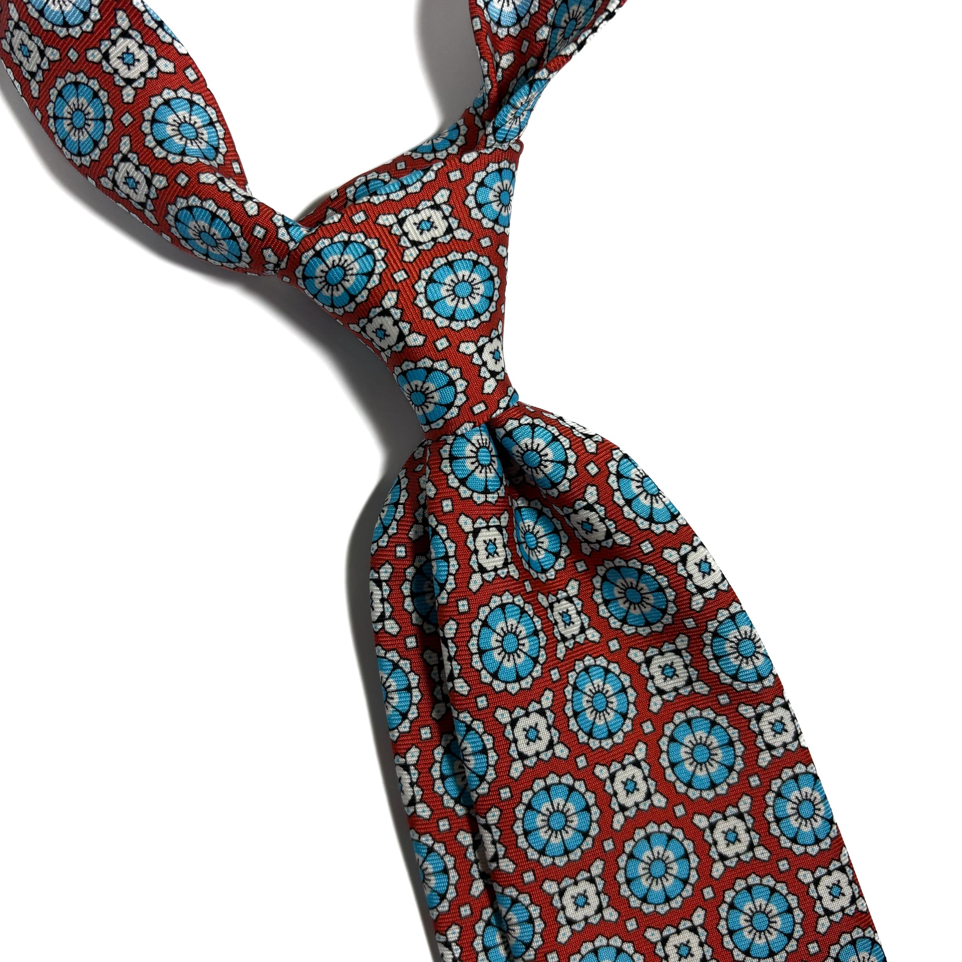 Scarlett Red & Blue Geometric Silk Tie-1