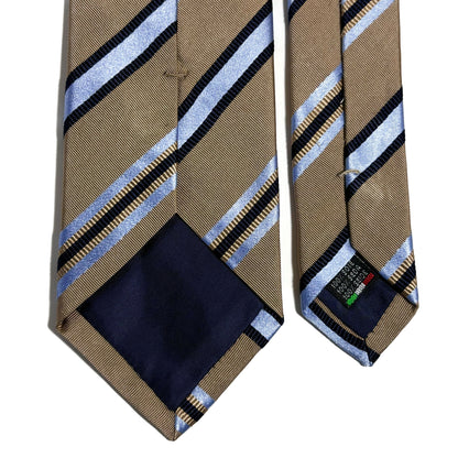 Beige Striped Silk Jacquard Tie-3