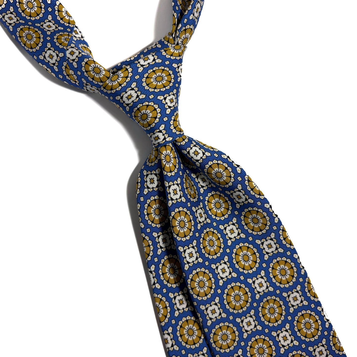 Azure Blue & Yellow Geometric Silk Tie-1