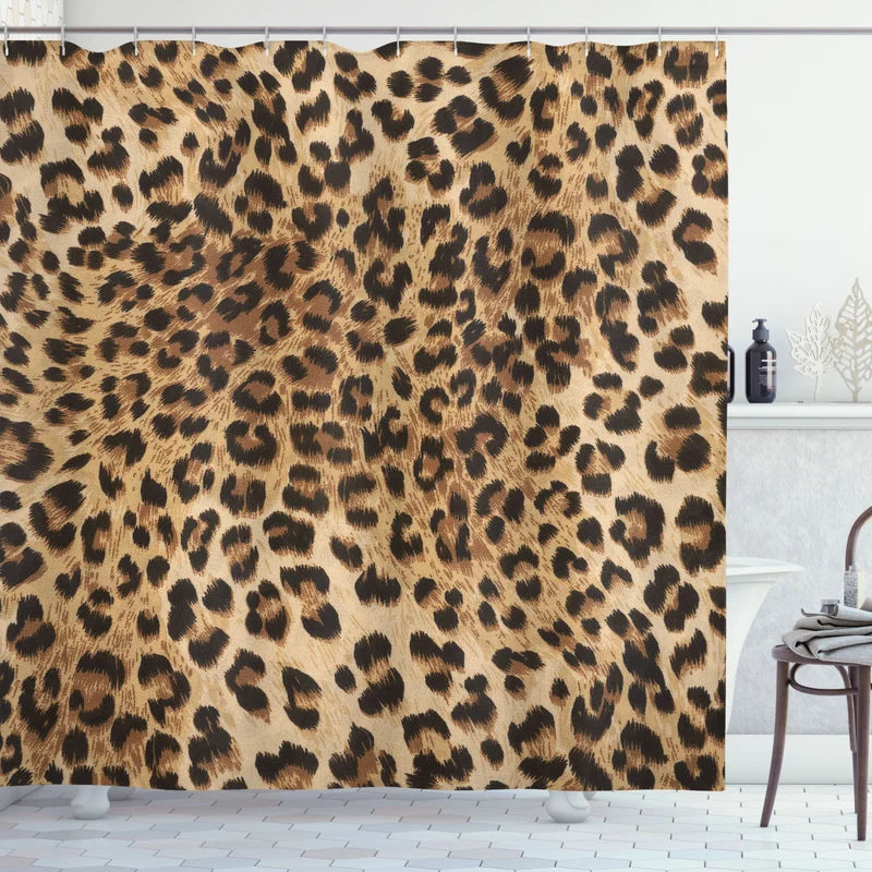 Animal Print Shower Curtain with Hooks Included