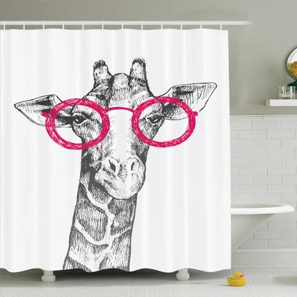 Animal Print Shower Curtain with Hooks Included