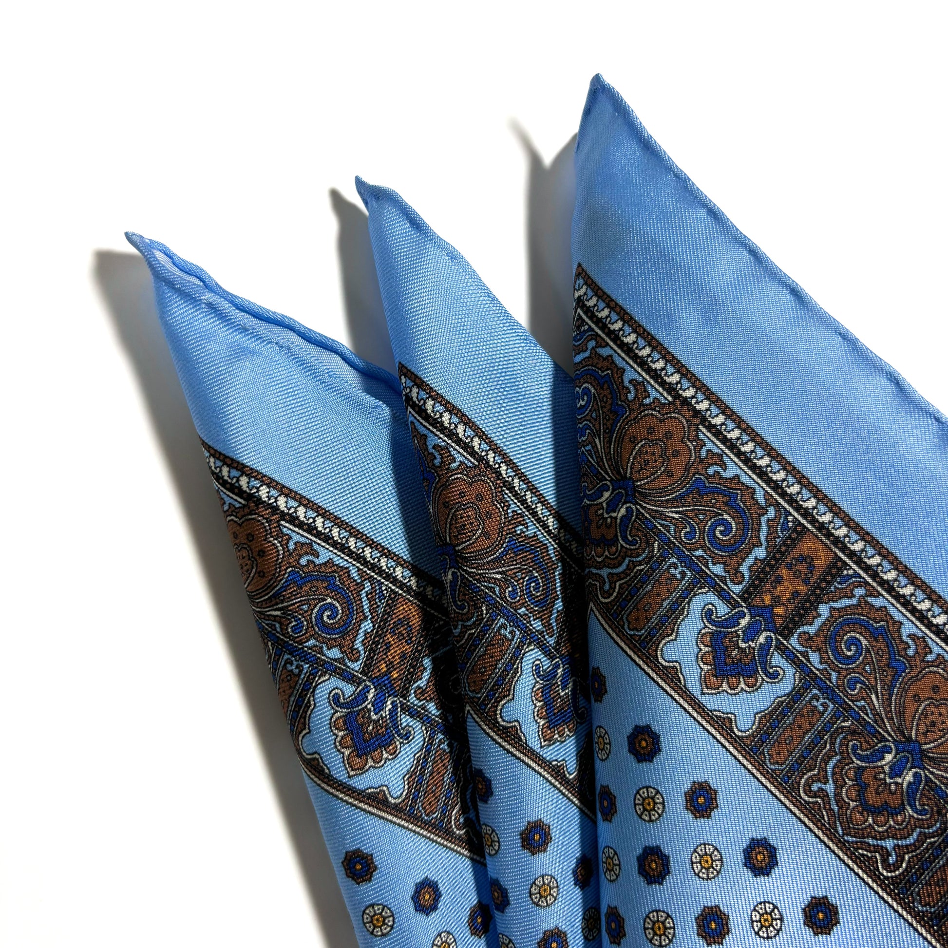 Light Blue Floral Silk Pocket Square-1