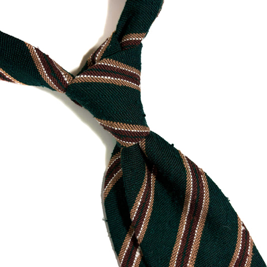 Luxury Forest Green Stripe Untipped Silk Shantung Tie-1
