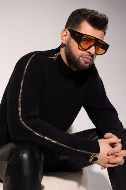 Immerse yourself in the breathable luxury of Freisi Zipped Turtleneck Sweater