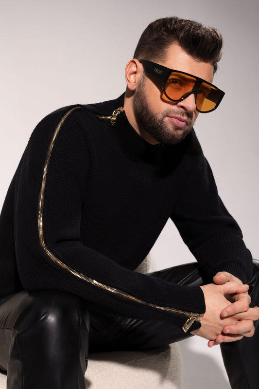 Immerse yourself in the breathable luxury of Freisi Zipped Turtleneck Sweater