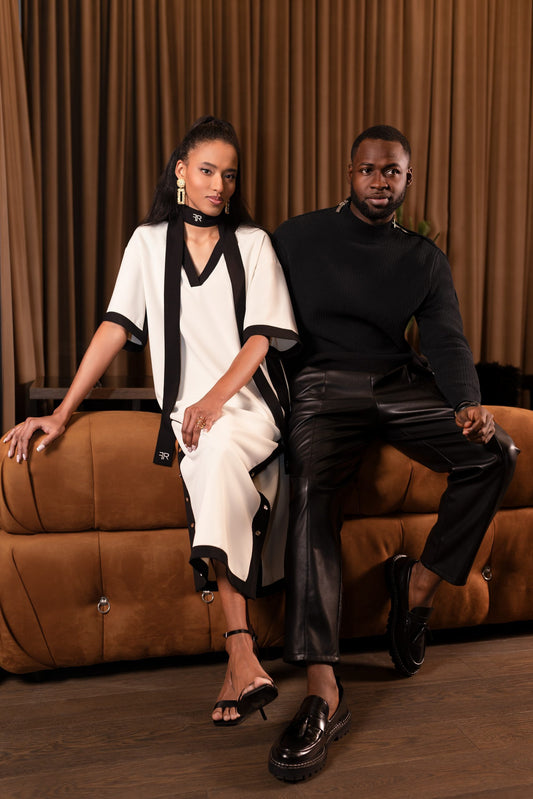 Milk Color V-Neck Dress-7