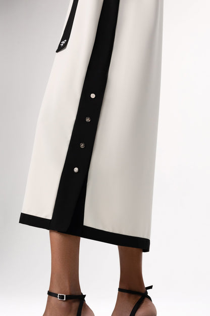 Milk Color V-Neck Dress-6