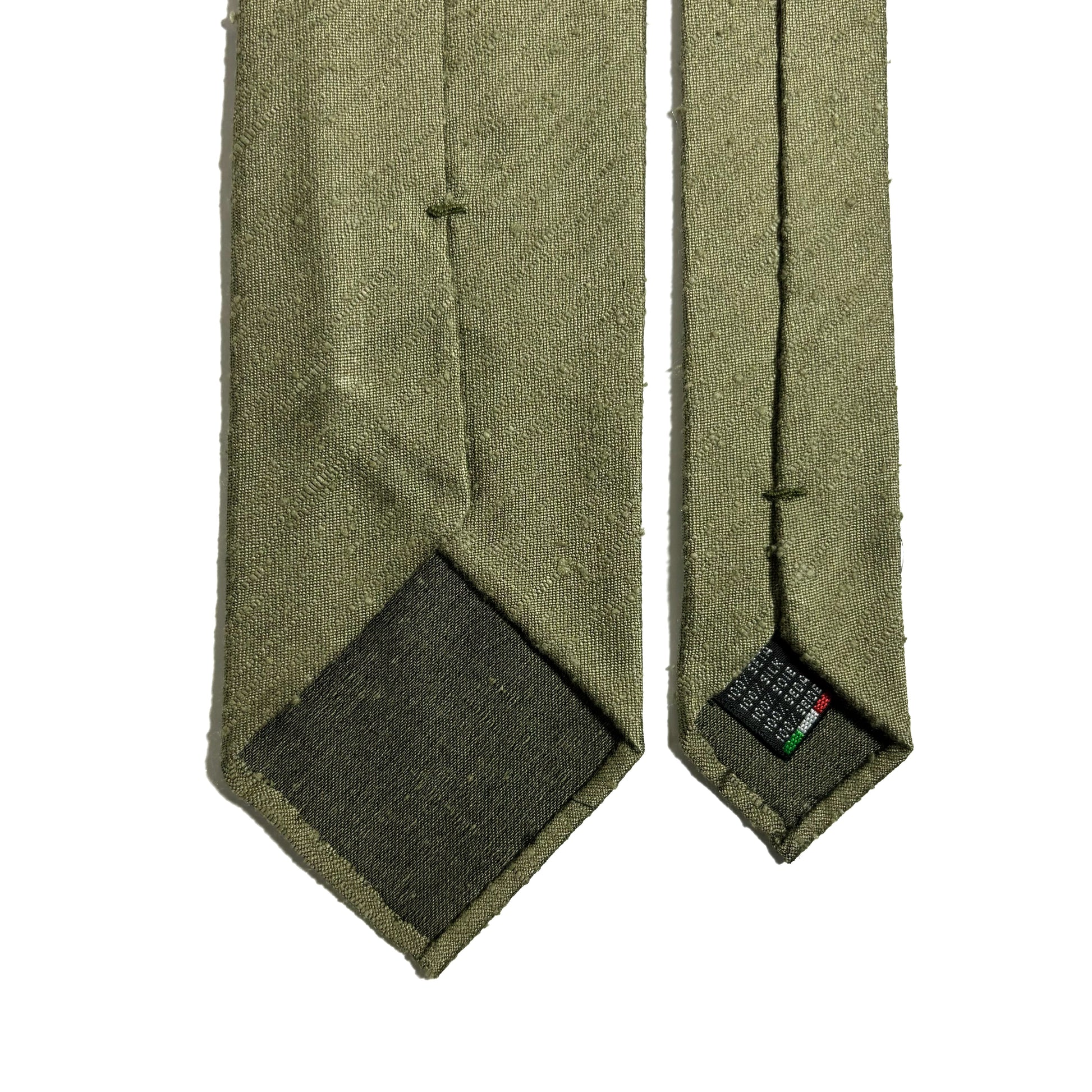 Untipped Sage Green Silk Shantung Tie-3