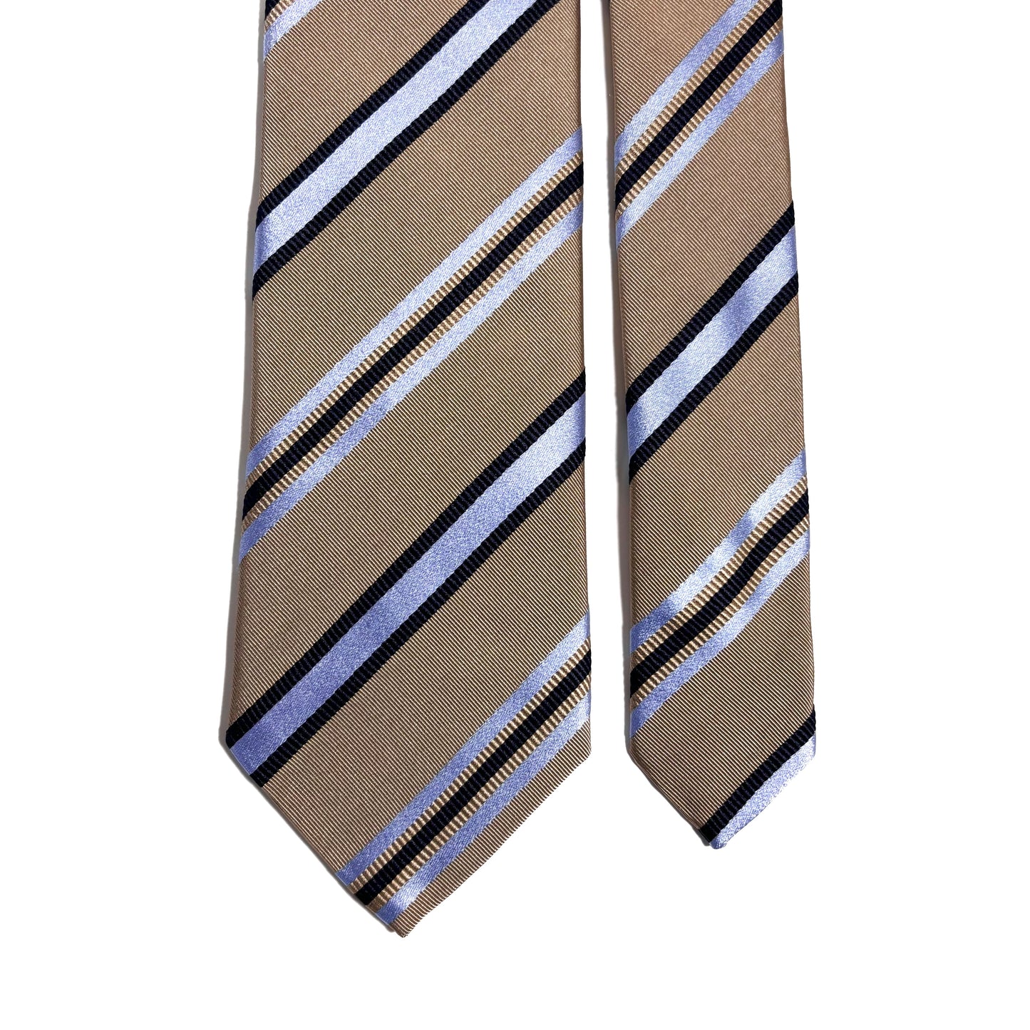 Beige Striped Silk Jacquard Tie-2