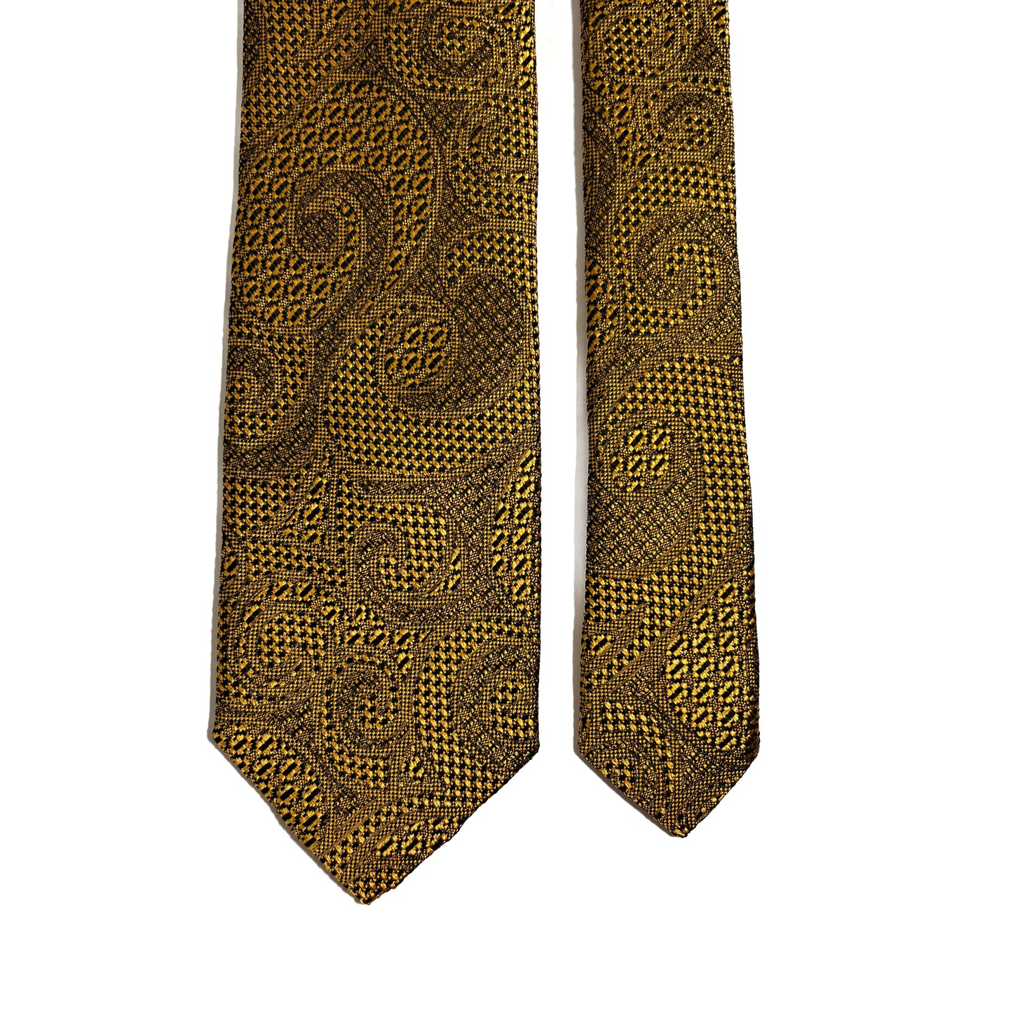 PHOENIX Gold Paisley Silk Grenadine Jacquard Tie-2
