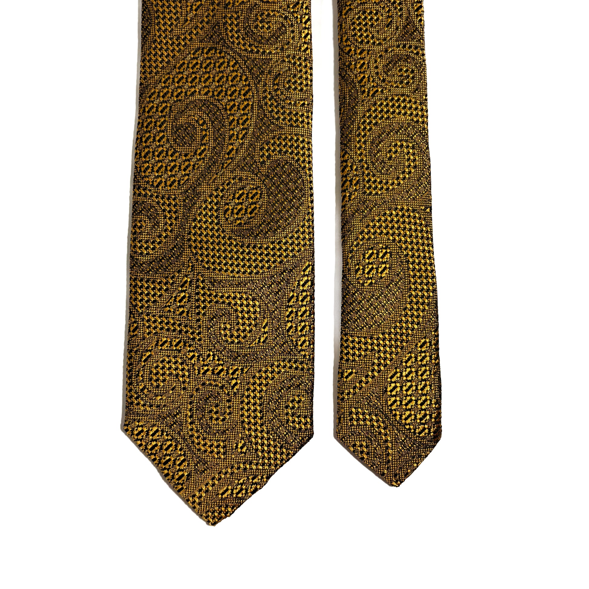 PHOENIX Gold Paisley Silk Grenadine Jacquard Tie-2