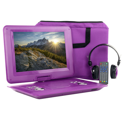 beFree Sound 14.1 Inch Portable DVD Player with Swivel TFT-LCD Screen and USB,SD,AV Inputs- Purple-0