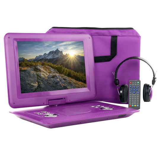 beFree Sound 14.1 Inch Portable DVD Player with Swivel TFT-LCD Screen and USB,SD,AV Inputs- Purple-0