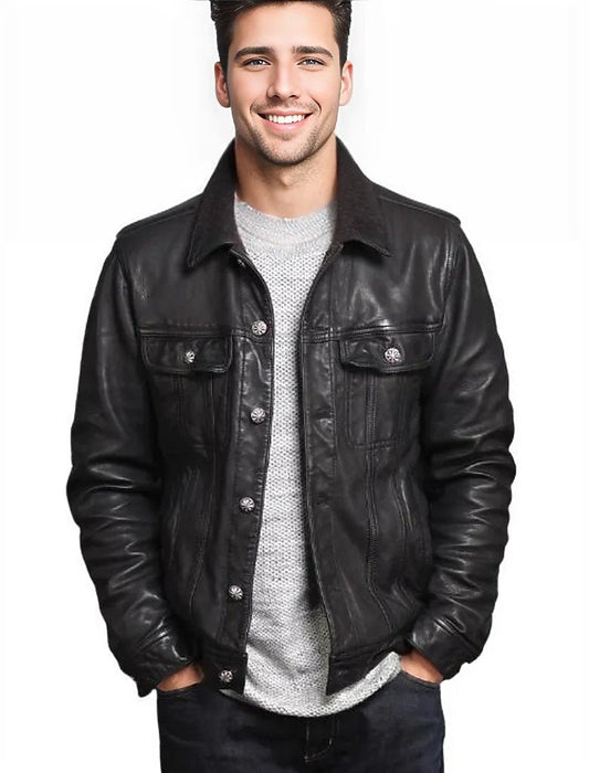 Brix Men's Leather Jacket Sheepskin Coat-0