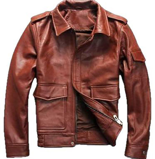 Bron Men's G1 Cowhide Leather Jacket-0