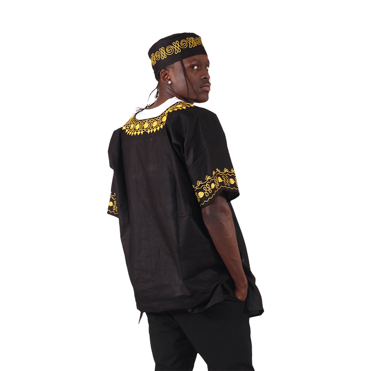 Amare Gold Embroidered Dashiki Top