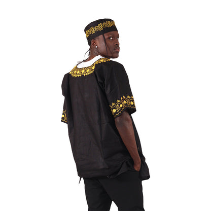 Amare Gold Embroidered Dashiki Top