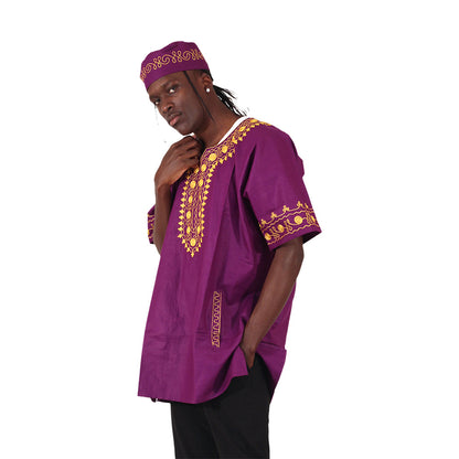 Amare Gold Embroidered Dashiki Top