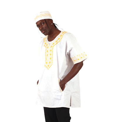 Amare Gold Embroidered Dashiki Top