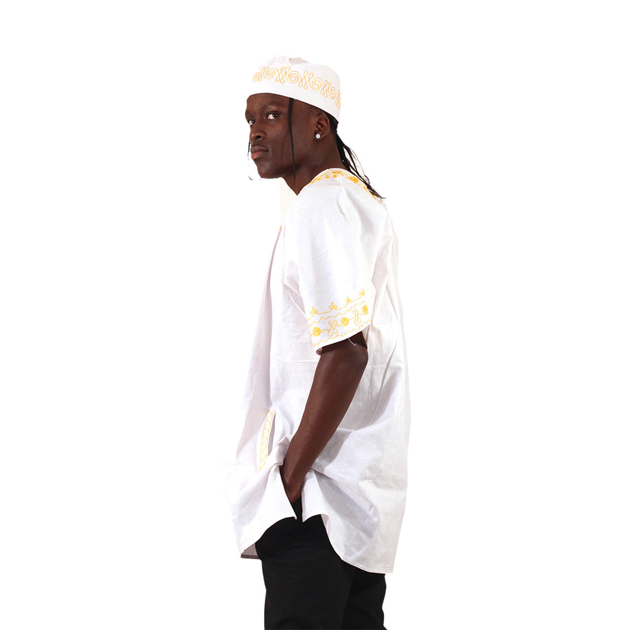 Amare Gold Embroidered Dashiki Top