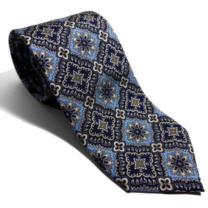 Midnight & Light Blue Mosaic Silk Tie-0