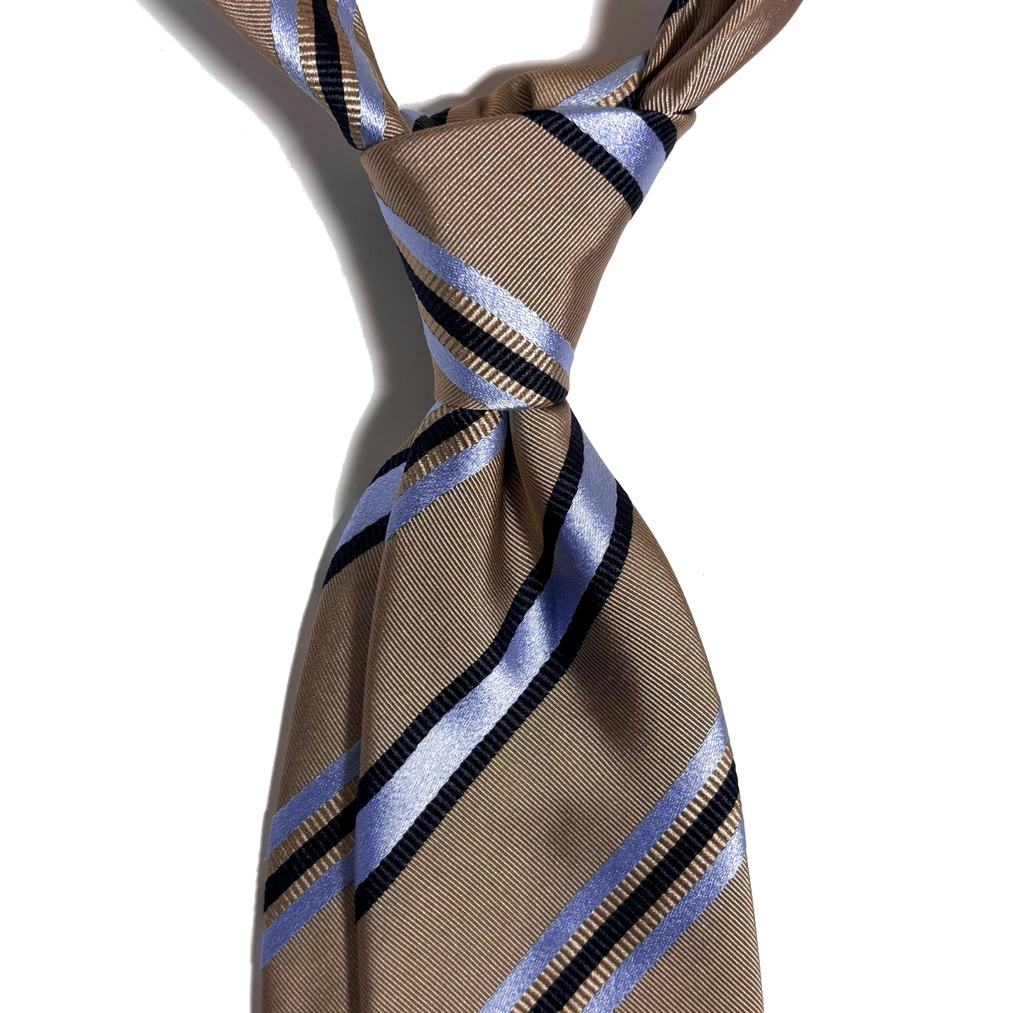 Beige Striped Silk Jacquard Tie-1