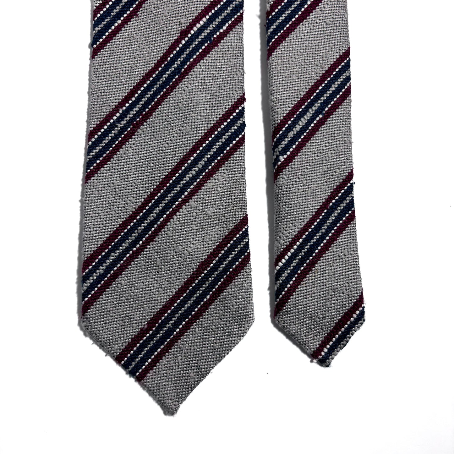 Light Gray Stripe Untipped Silk Shantung Tie-2