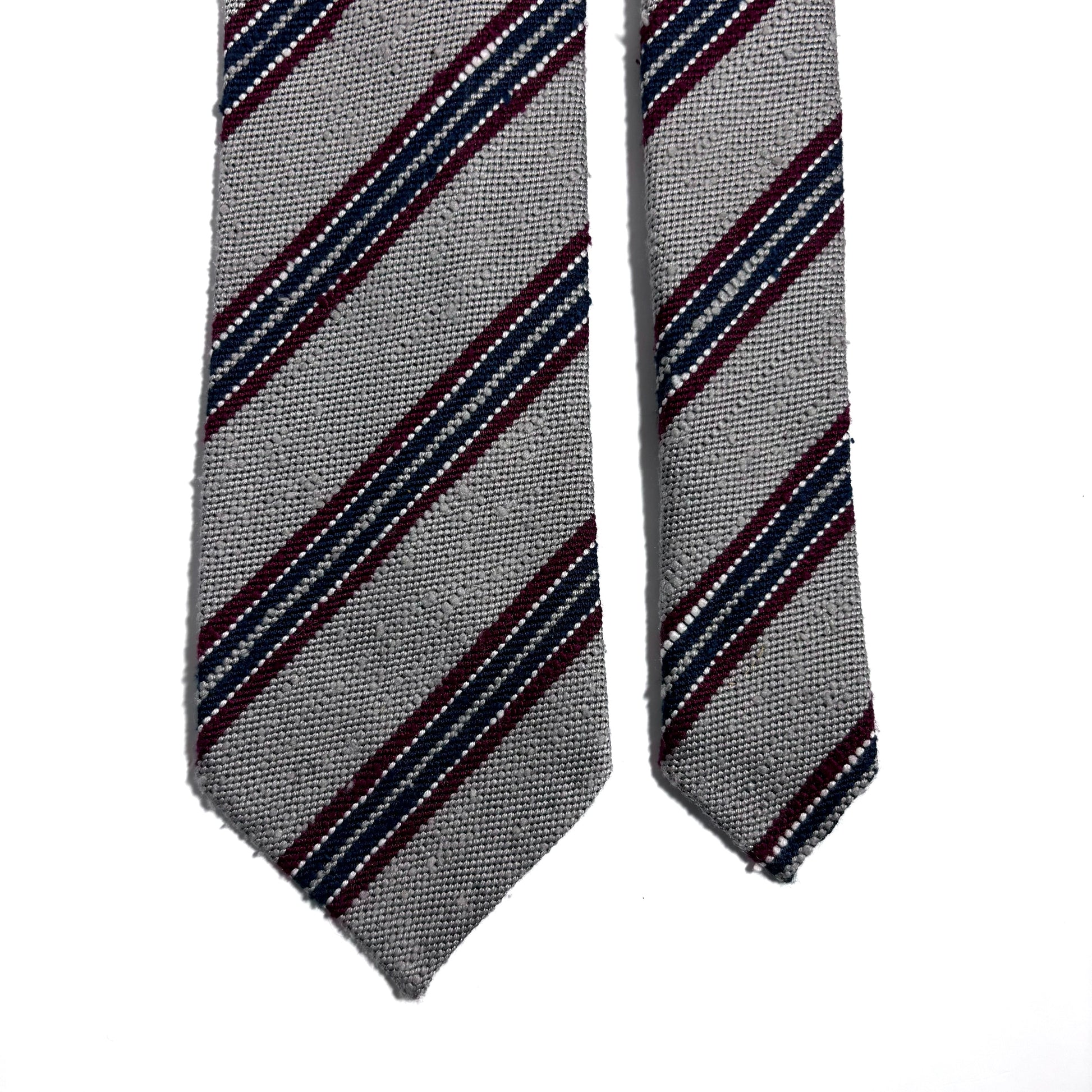 Light Gray Stripe Untipped Silk Shantung Tie-2