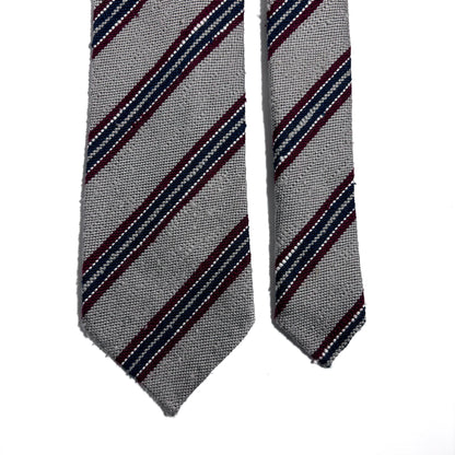 Light Gray Stripe Untipped Silk Shantung Tie-2