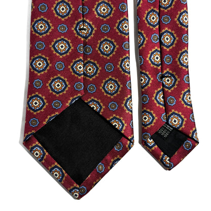 Burgundy Geometric Silk Tie (Handmade in Italy)-3