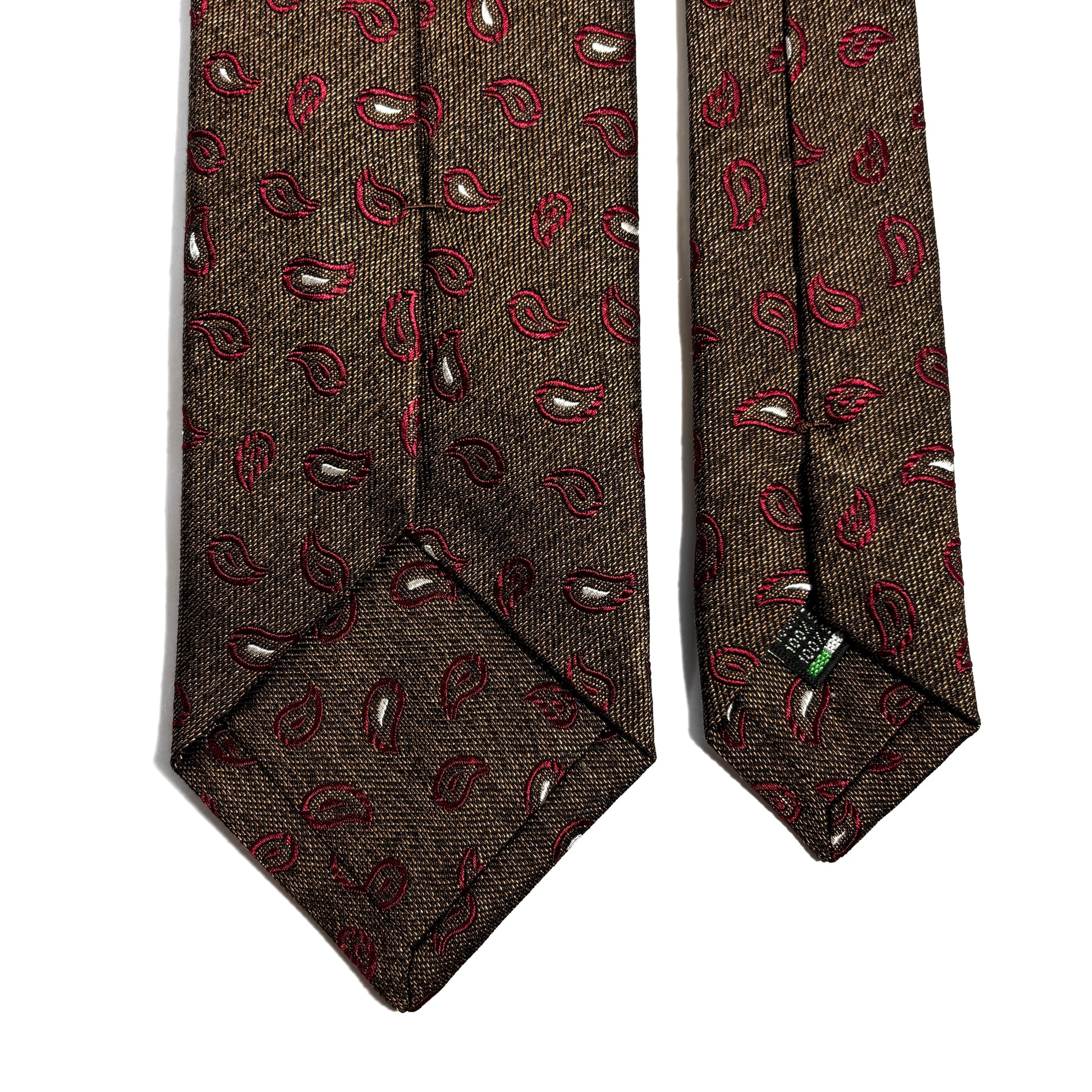 Brown & Burgundy Paisley Silk Jacquard Tie-3