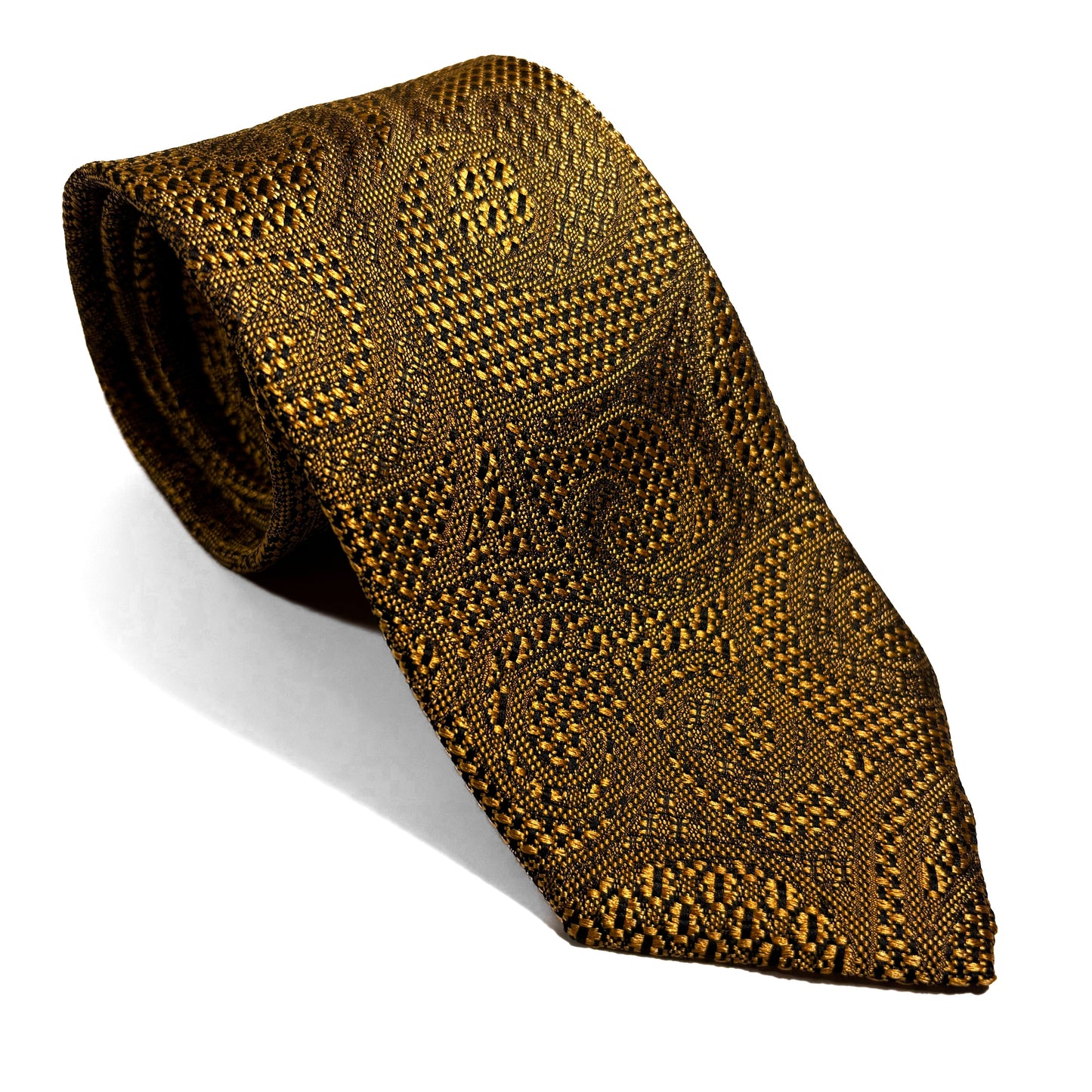 PHOENIX Gold Paisley Silk Grenadine Jacquard Tie-0