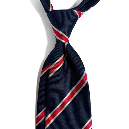 Navy Blue & Red Silk Repp Tie-1