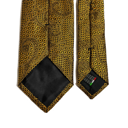 PHOENIX Gold Paisley Silk Grenadine Jacquard Tie-3