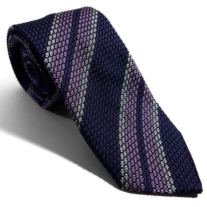 Purple & Lilac Striped Silk Grenadine Tie (Garza Grossa)-0
