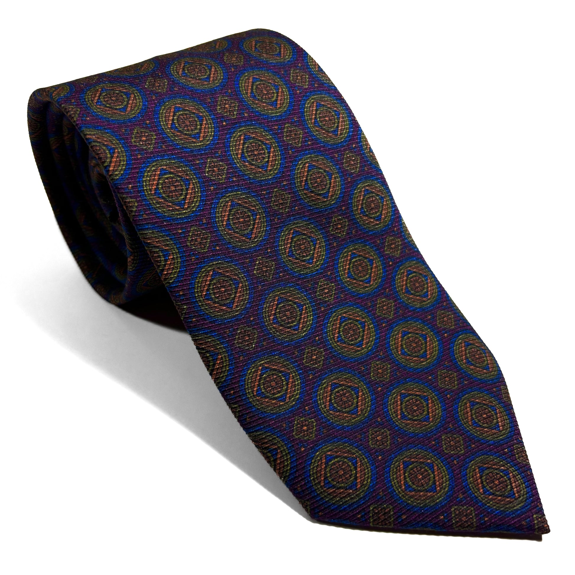 Purple Medallion Italian Madder Silk Tie-0