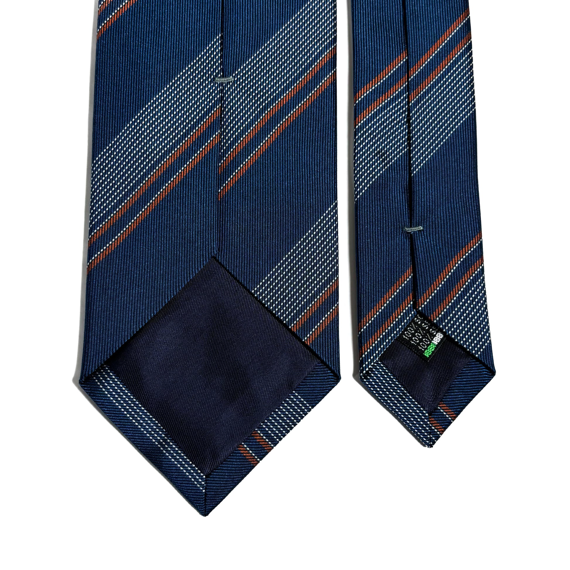 Prussian Blue Striped Silk Repp Tie-3