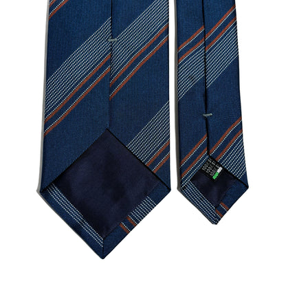 Prussian Blue Striped Silk Repp Tie-3