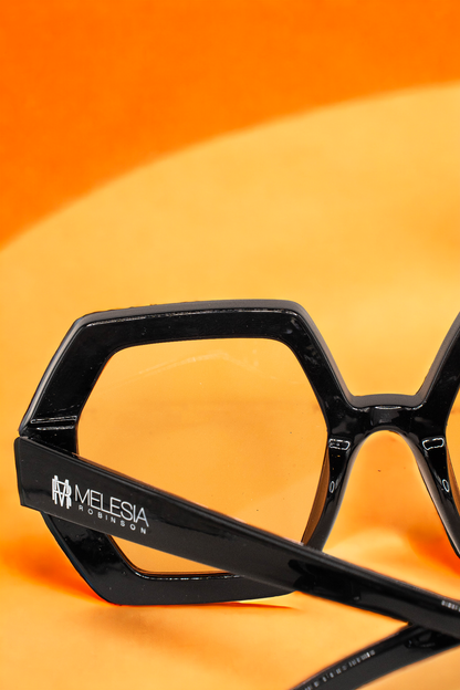 GlamorGon Oversized Shades Black With Orange Lens-2