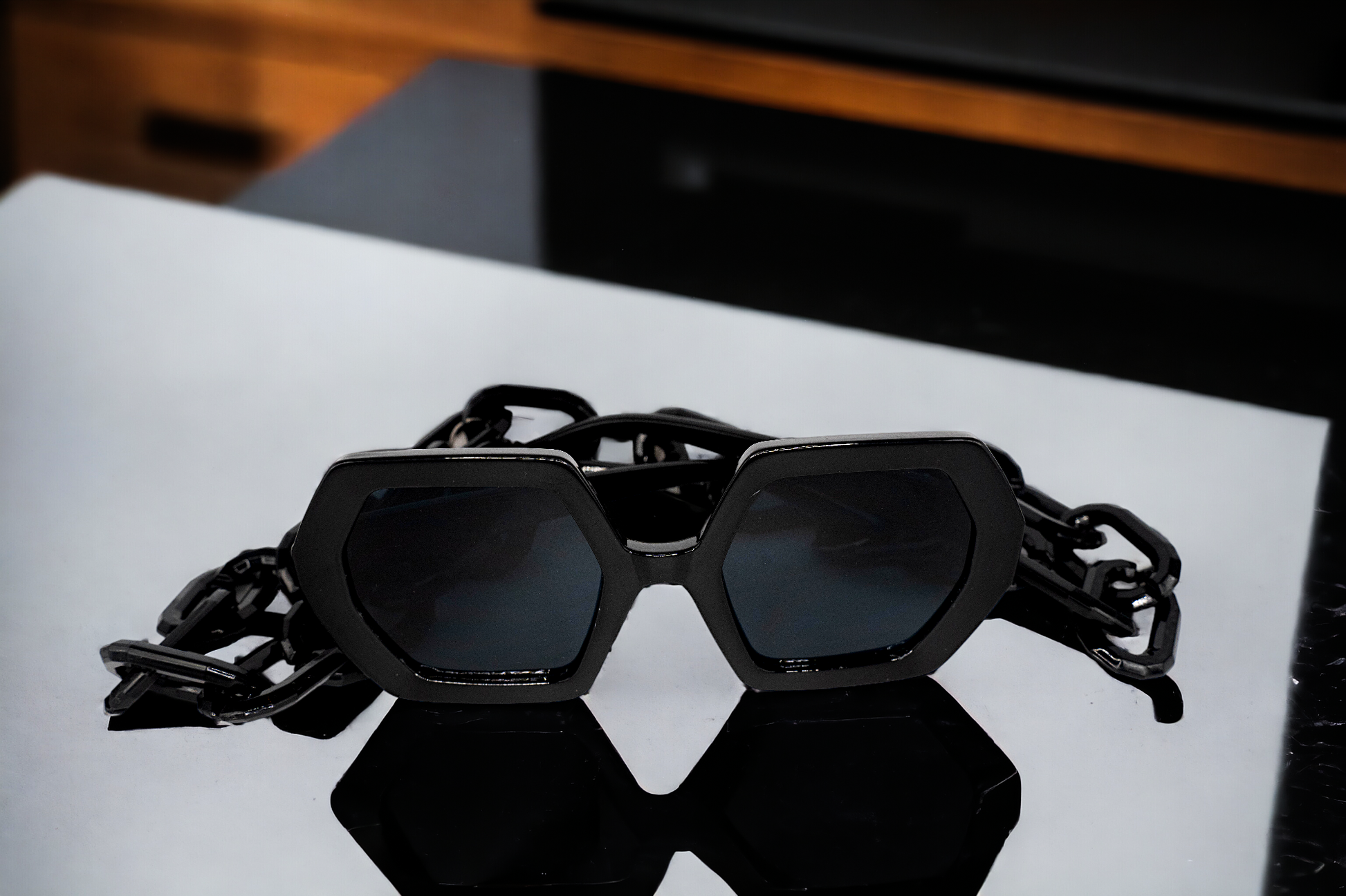 GlamorGon Oversized Shades Black With Black Lens-4
