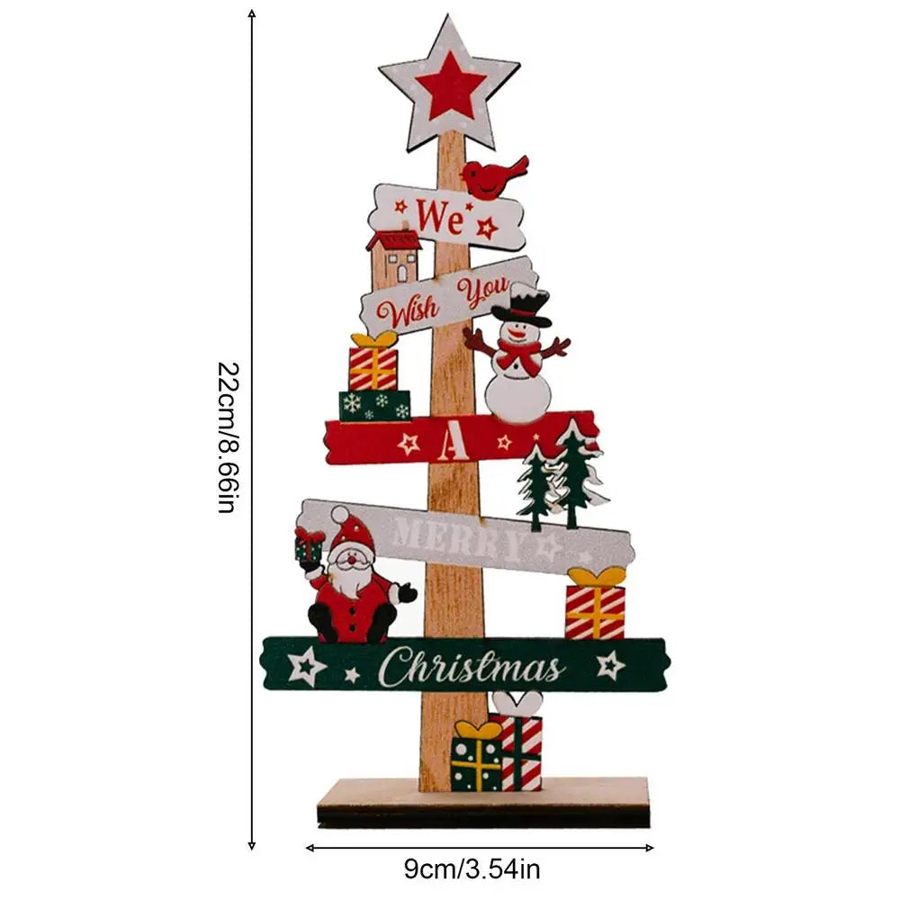 Desktop Christmas Tree Santa Claus DIY Decoration Wooden Christmas-2